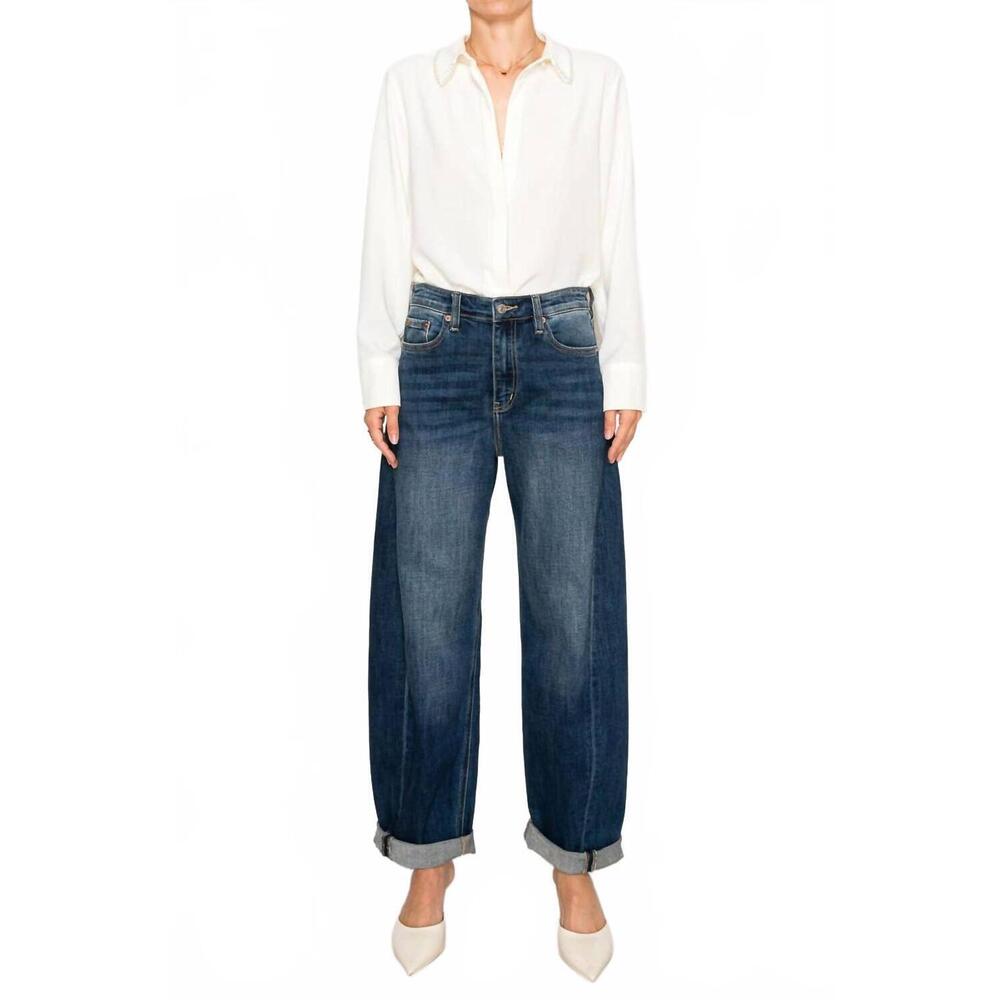 NEW ARTEMIS VINTAGE high rise relaxed tapered barrel jeans in dark wash